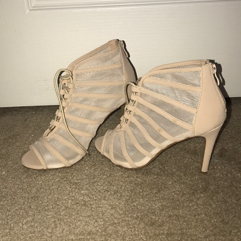 Nude mesh heels
